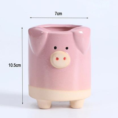 Pink Pig Planter Pot | Ceramic Succulent & Cactus Pot 7x10.5cm