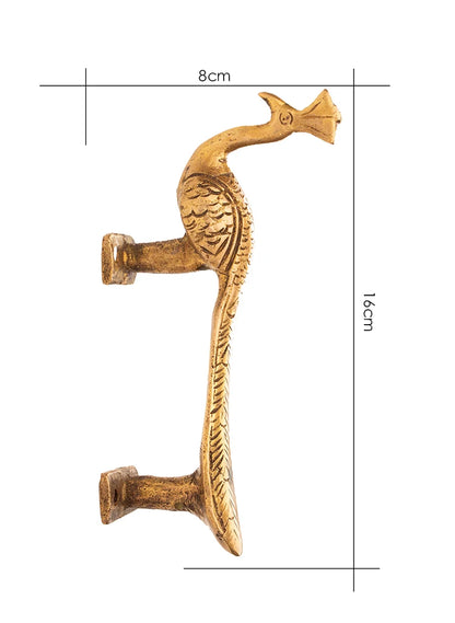 Peacock Bird Door Handle Brass Cabinet Pull Vintage