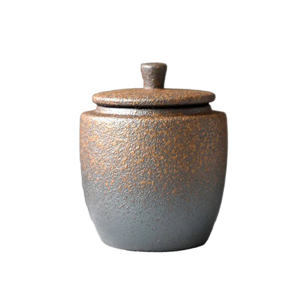 Vintage Ceramic Tea Canister | Kiln-Fired Sealed Storage Can | 280ml | Japanese Style
