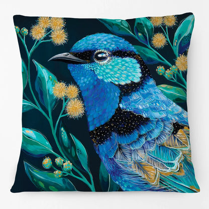 Australian Native Birds Cushion Cover | Cockatoo Cockatiel Lorikeet Finch Art | Linen or Plush | 45x45cm