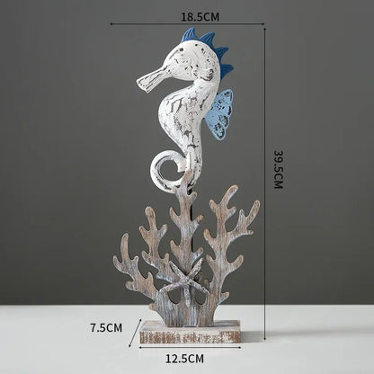 Seahorse Starfish Shell Fish Coastal Wood Ornaments