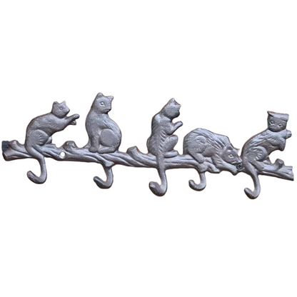 Hook Four Cats Rustic Cast Iron