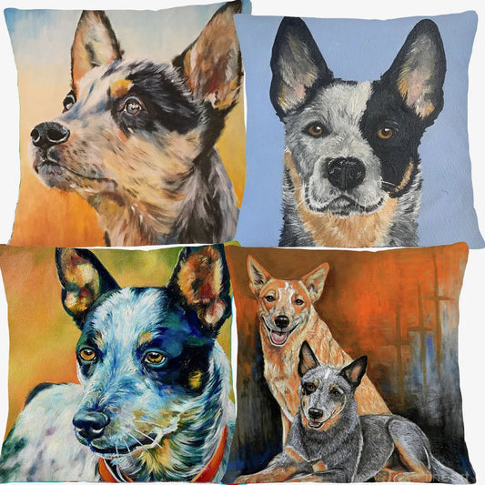 Australian Cattle Dog & Kelpie Red Heeler Cushion Cover | 45cm | Linen or Plush | Dog Lover Gift