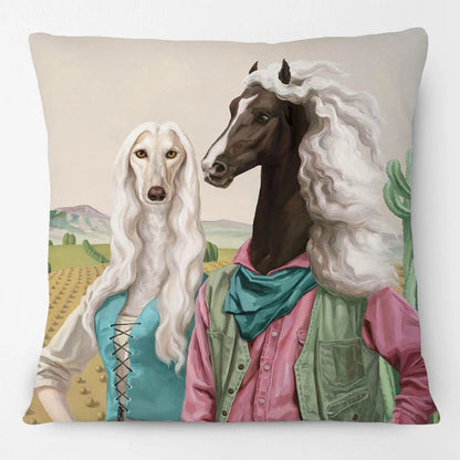 Funny Farm Animal Portrait Cushion Cover 45x45cm | Cow Sheep Horse Pig Chicken Rabbit Painting Pillow Cover | Country Farmhouse Decor