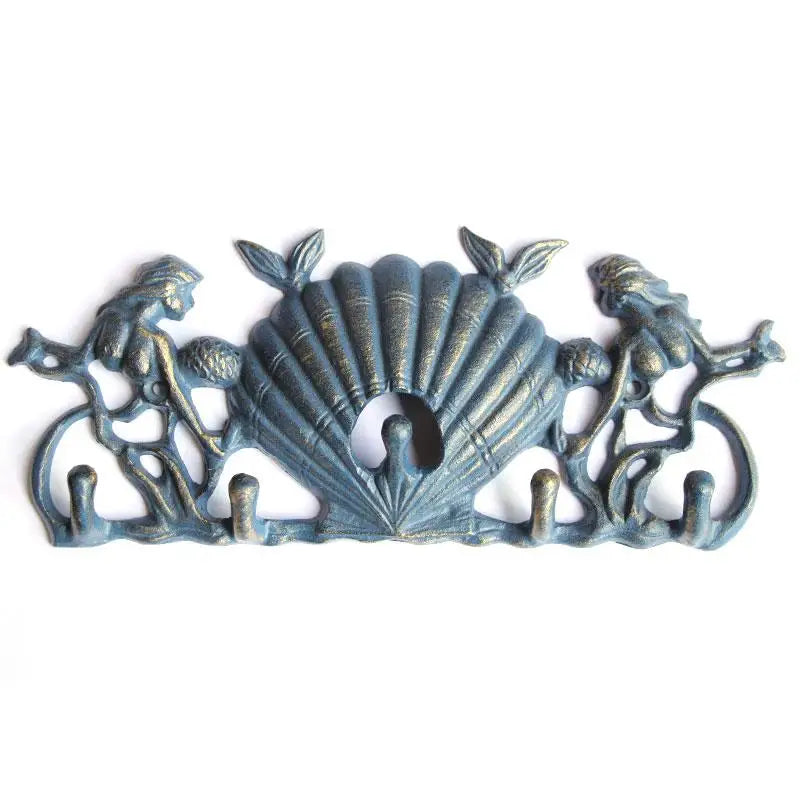 Mermaid & Seashell Cast Iron Wall Hook | Coastal Key, Hat & Coat Hooks