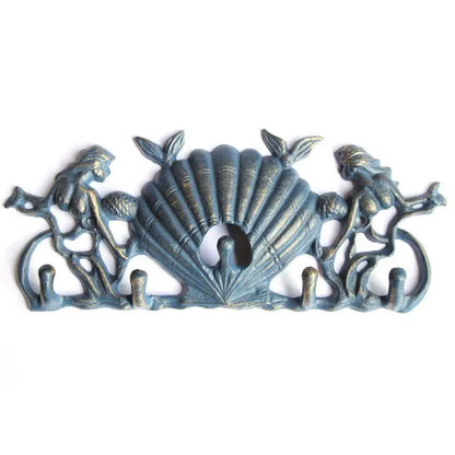 Mermaid & Seashell Cast Iron Wall Hook | Coastal Key, Hat & Coat Hooks