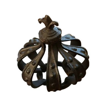 Cast Iron Crown Sculpture 16.5cm | Rustic Fleur-de-Lis Candle Cover & Shelf Ornament | Home, Garden, Patio & Cabin Decor