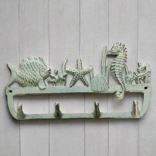 Hook Cast Iron Fish Seahorse Shell Coastal