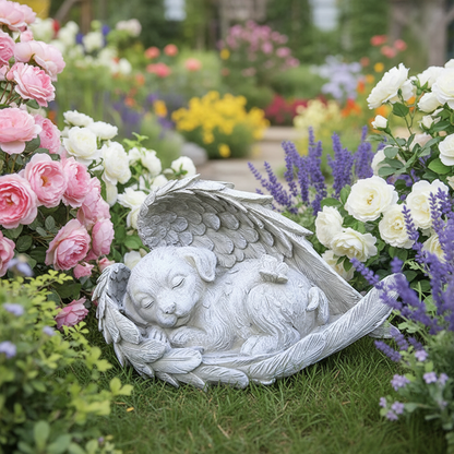 Angel Wing Pet Memorial Statue | Resin Dog Cat Figurine Garden Home Ornament