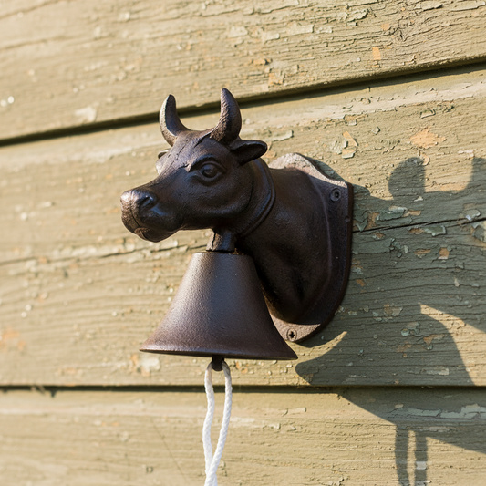 Doorbell Cow Heifer Cattle Cast Iron Rustic Farmhouse - 17x16cm