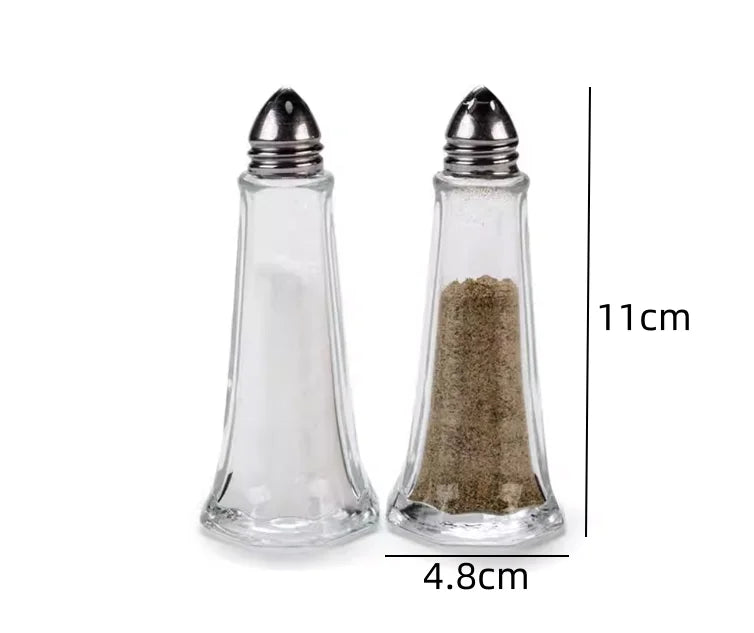 Salt and Pepper Shaker Set of 2 Elegance Glass Metal - 4.8x11cm