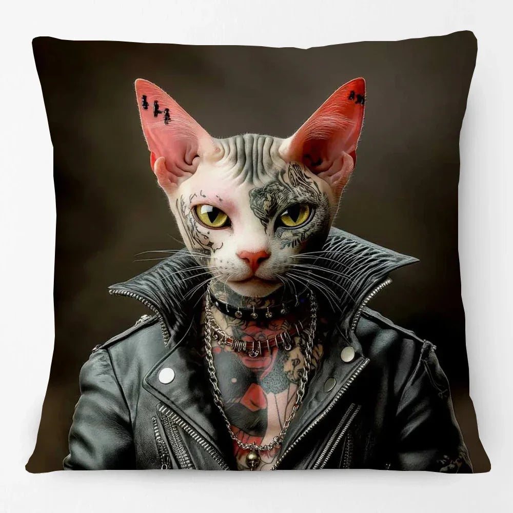 Fashion Animal Portrait Cushion Covers | Poodle Dog Pug Cat Fox Monkey Duck Elephant Throw Pillow Cases