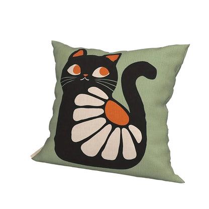 Cute Cat Floral Cushion Cover | Illustrated Cat Print | 4 Designs, 4 Sizes