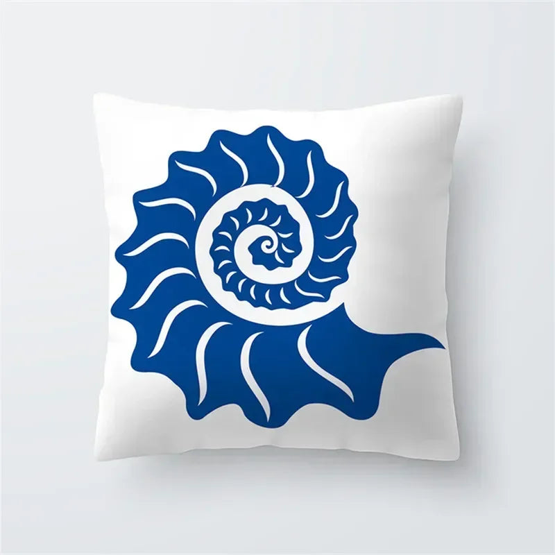 Cushion Cover Sea Life | Blues & Whites Coastal Decorative Throw Pillow