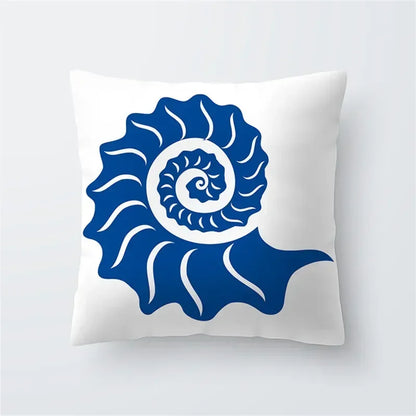 Cushion Cover Sea Life | Blues & Whites Coastal Decorative Throw Pillow