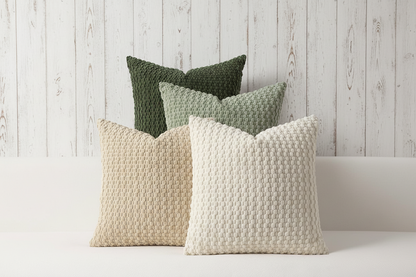 Cushion Cover Striped Corduroy - Beige Khaki Green Blue White
