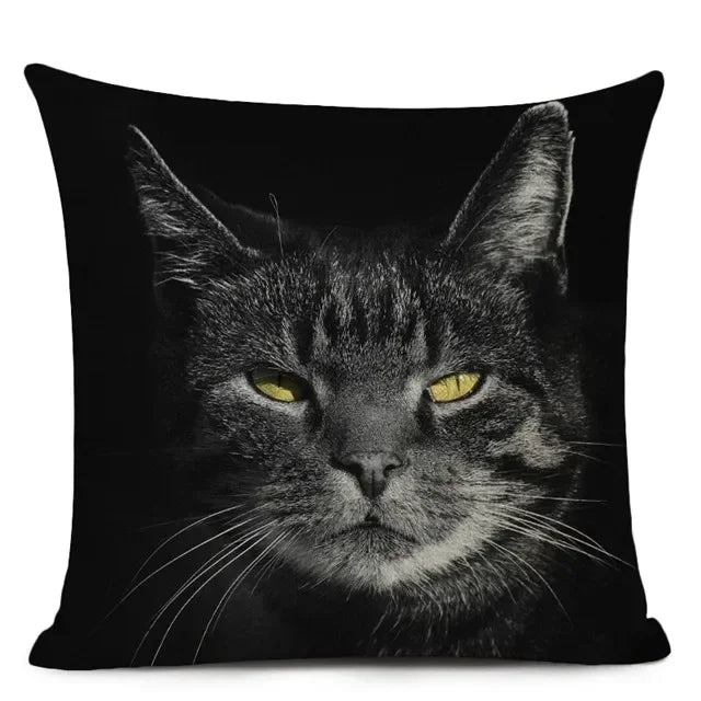 Cat Portrait Linen Cushion Cover | Realistic Photo Print | Cat Lover Gift
