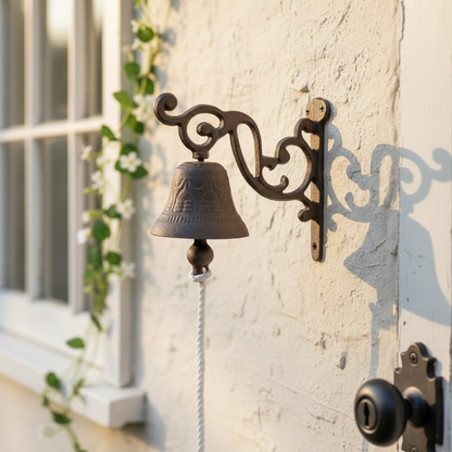 Doorbell Vintage Cottage Cast Iron - Scroll Design 13x13.5cm