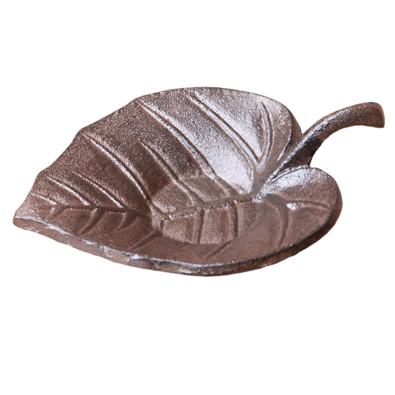 Candle Holder Leaf Rustic Cast Iron