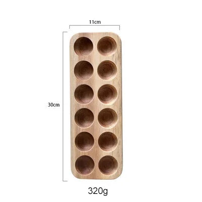 Japanese Style Wooden Double Row Egg Storage Box Home Organizer Rack Eggs Refrigerator Holder Kitchen Fresh Keeping Accessories - The Renmy Store Homewares & Gifts 