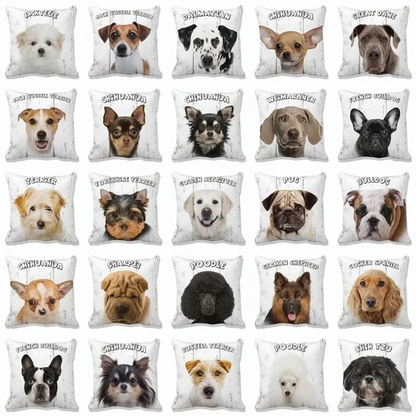Cushion Cover Dog Breeds | 26 Breeds Polyester Cotton Sofa Pillow Case