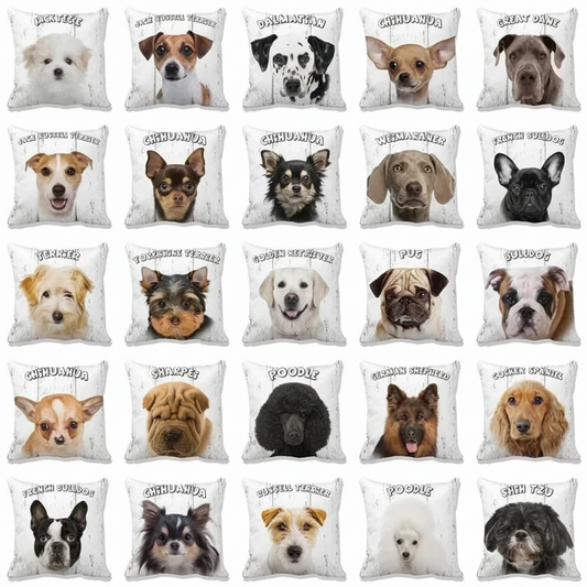 Cushion Cover Dog Breeds | 26 Breeds Polyester Cotton Sofa Pillow Case