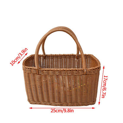 Hand Woven Rattan Style Basket | Picnic, Egg, Herb & Flower Basket | Farmhouse Garden Storage | Multiple Styles & Sizes
