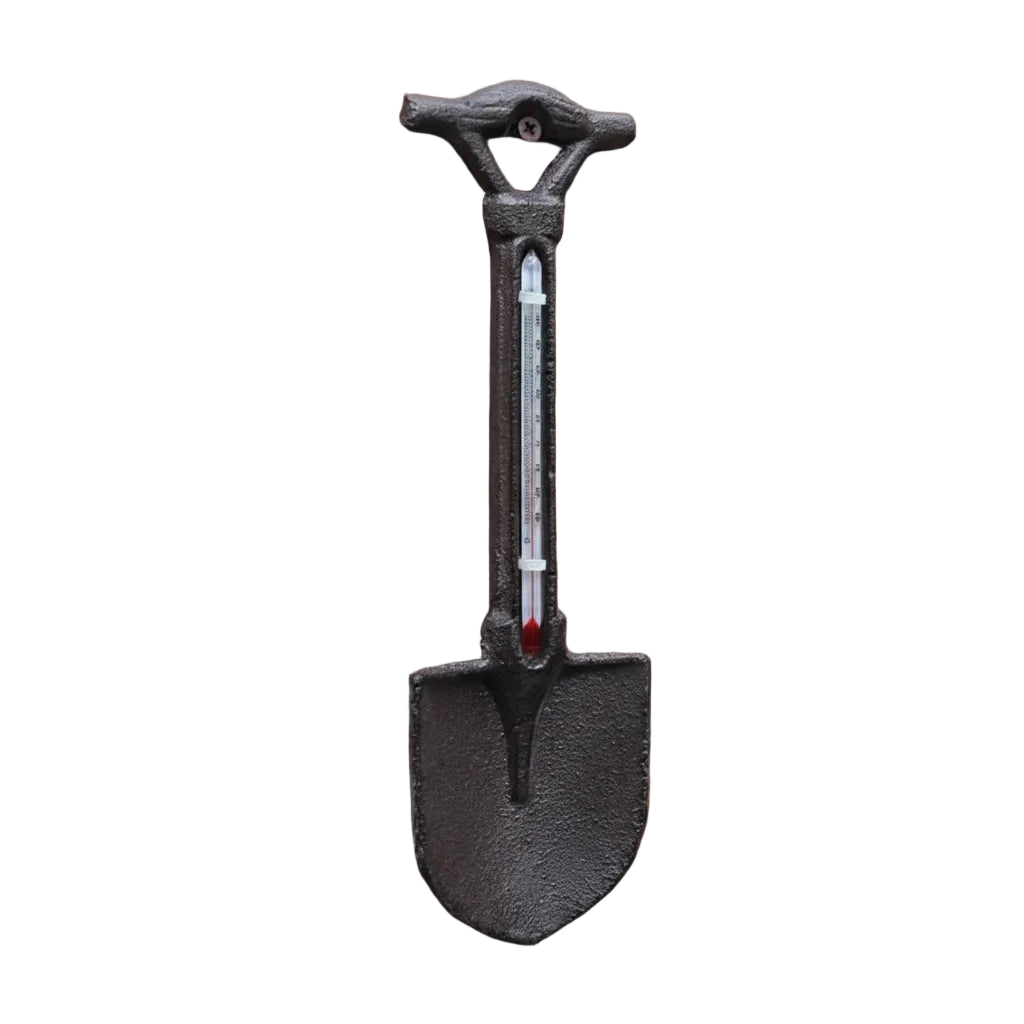 Thermometer Cast Iron Spade Shovel Wall Mounted Vintage - 23x7cm