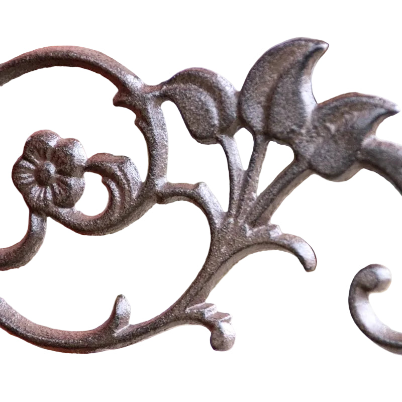 Floral Cast Iron Hanging Basket Bracket | Vintage Garden Lantern Hook