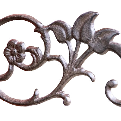 Floral Cast Iron Hanging Basket Bracket | Vintage Garden Lantern Hook