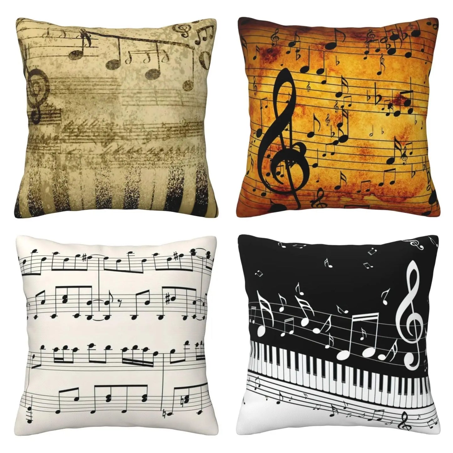 Music Notes & Piano Keys Cushion Cover | 4 Designs, 4 Sizes | Music Lover Gift