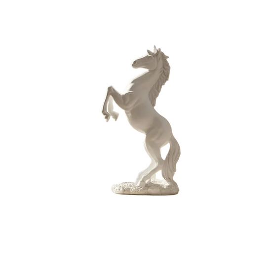 White Rearing Horse Statue Resin Figurine Home Decor