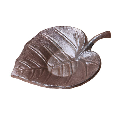 Candle Holder Leaf Rustic Cast Iron