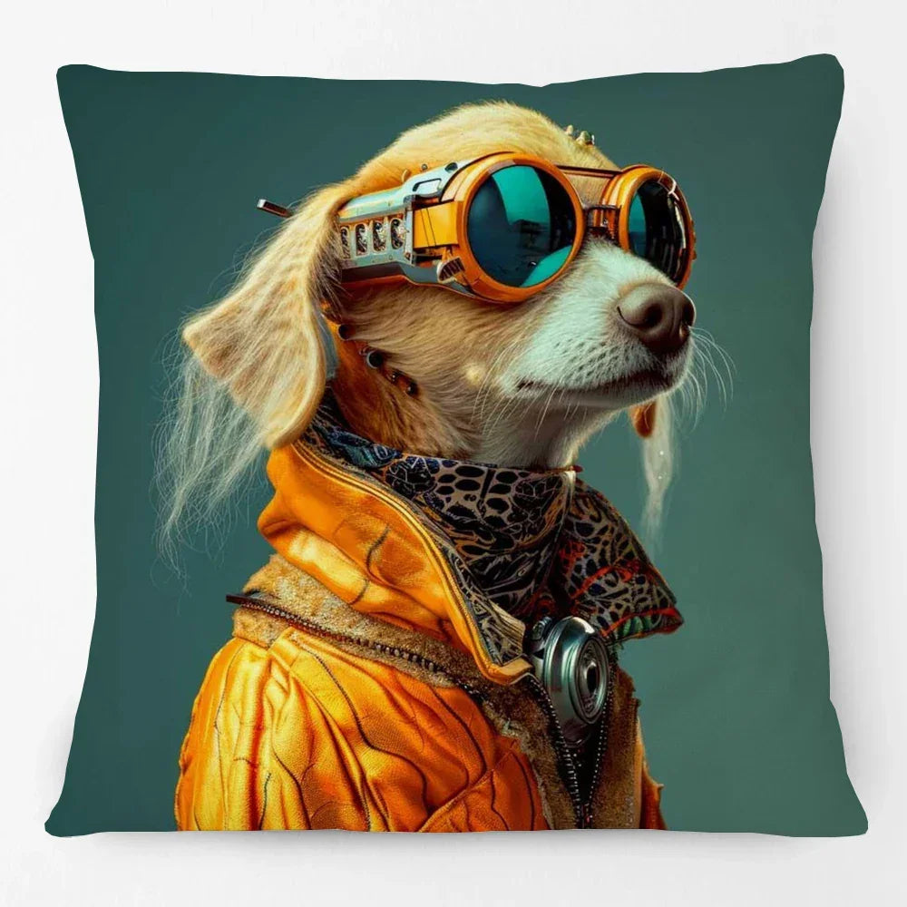 Fashion Animal Portrait Cushion Covers | Poodle Dog Pug Cat Fox Monkey Duck Elephant Throw Pillow Cases