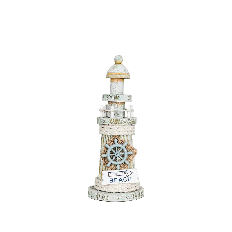Wooden Lighthouse Ornament 19.5cm | Coastal Nautical Beach House Decor