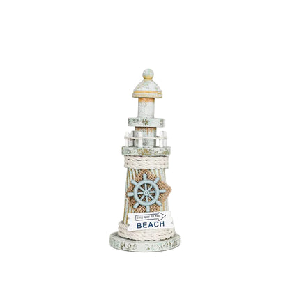 Wooden Lighthouse Ornament 19.5cm | Coastal Nautical Beach House Decor