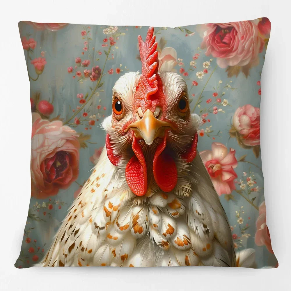Cushion Cover Chicken Rooster Funny Farm Range