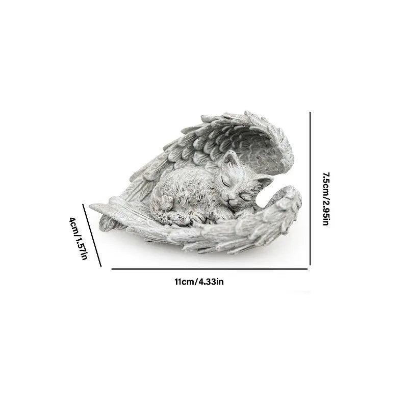Angel Wing Pet Memorial Statue | Resin Dog Cat Figurine Garden Home Ornament