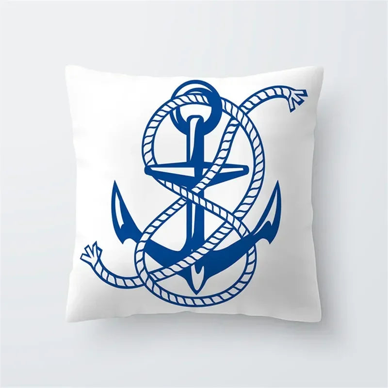 Cushion Cover Sea Life | Blues & Whites Coastal Decorative Throw Pillow