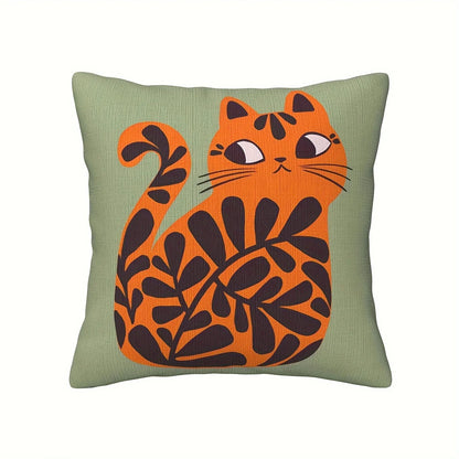 Cute Cat Floral Cushion Cover | Illustrated Cat Print | 4 Designs, 4 Sizes