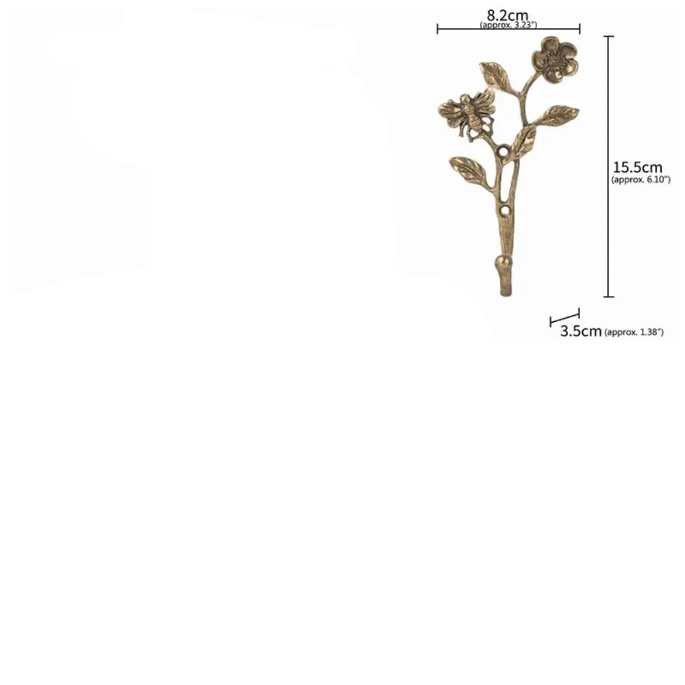 Gold Bee & Flower Wall Hook | Vintage Zinc Alloy Hanger | 15.5cm