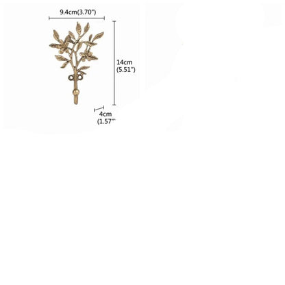 Golden Leaf & Blossom Wall Hook | Vintage Botanical Decorative Hanger