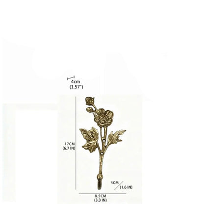 Gold Floral Wall Hook | Rose & Leaf Design | Vintage Zinc Alloy Hanger