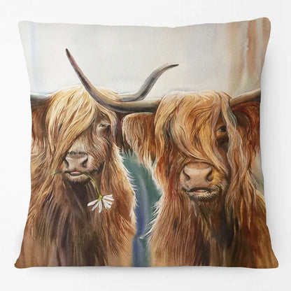 Highland Cow Fox Donkey Pheasant Cushion Cover | 45cm | Linen or Plush | Farmhouse Gift
