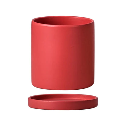 Colourful Ceramic Planter Pot with Tray & Drainage Hole | 24 Colours 4 Sizes | Indoor Outdoor Succulent Pot