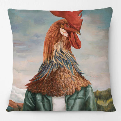 Funny Farm Animal Portrait Cushion Cover 45x45cm | Cow Sheep Horse Pig Chicken Rabbit Painting Pillow Cover | Country Farmhouse Decor