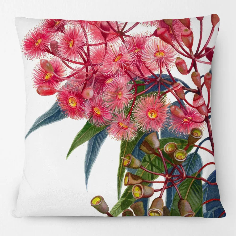 Blue Wren Cushion Cover 45x45cm | Watercolour Bird & Wildflower Pillow Cover | Australian Country Farmhouse Decor