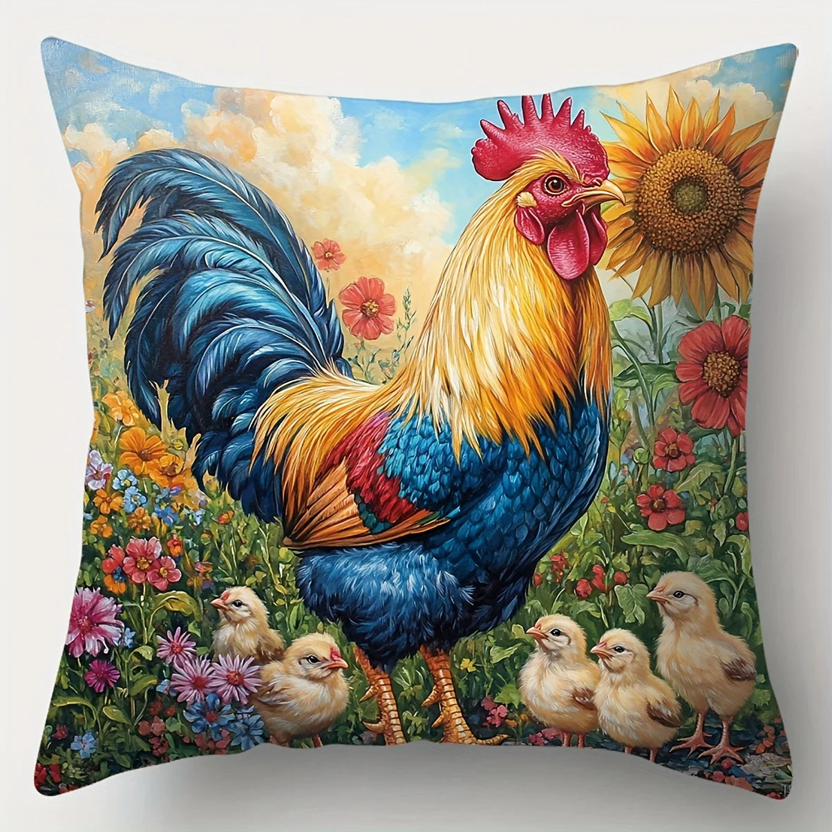 Cushion Cover Chicken Hen Rooster Set of 4 | Polyester | 5 Sizes