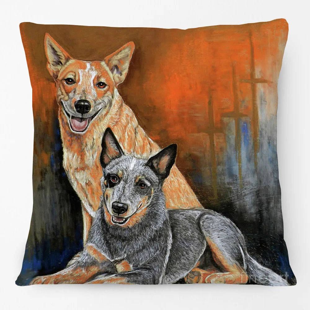 Australian Cattle Dog & Kelpie Red Heeler Cushion Cover | 45cm | Linen or Plush | Dog Lover Gift