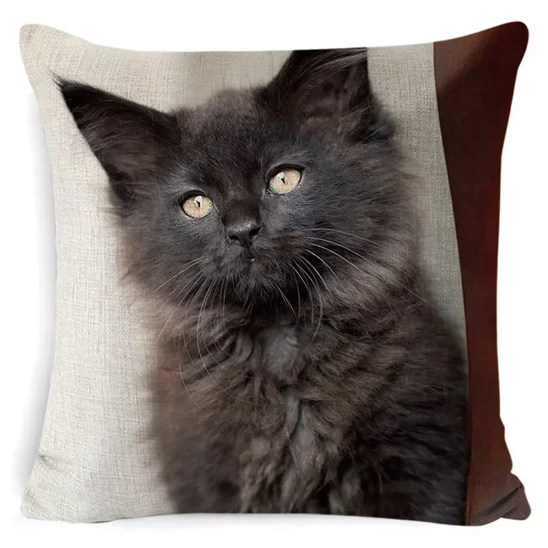 Cushion Cover Cats & Kitty | Cat Lover Decorative Throw Pillow Cotton Linen
